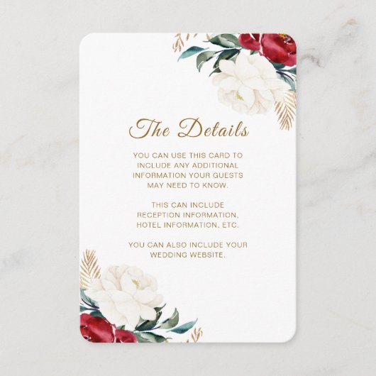 Floral Christmas Wedding Gastinformatie Informatiekaartje (Voorkant)