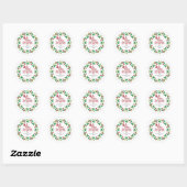 Floral Christmas Wreath familienaam Ronde Sticker (Vel)