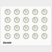 Floral Christmas Wreath familienaam Ronde Sticker (Vel)
