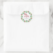Floral Christmas Wreath familienaam Ronde Sticker (Tas)