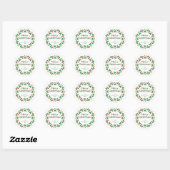 Floral Christmas Wreath familienaam Ronde Sticker (Vel)