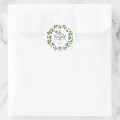 Floral Christmas Wreath familienaam Ronde Sticker (Tas)
