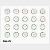 Floral Christmas Wreath familienaam Ronde Sticker (Vel)