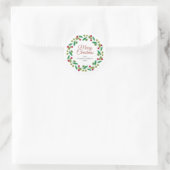 Floral Christmas Wreath familienaam Ronde Sticker (Tas)