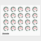 Floral Christmas Wreath familienaam Ronde Sticker (Vel)