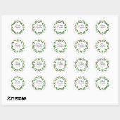 Floral Christmas Wreath familienaam Ronde Sticker (Vel)
