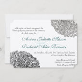 Floral Chrysanthemum Gray Blauwgroen Aqua Kaart (Voorkant)