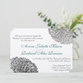 Floral Chrysanthemum Gray Blauwgroen Aqua Kaart (Staand voorkant)