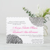 Floral Chrysanthemum Gray en Roze Kaart (Staand voorkant)