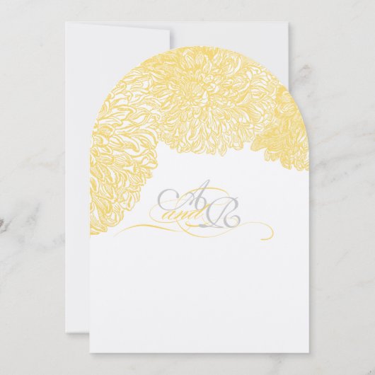  Floral Chrysanthemum Grijs en Geel Kaart (Achterkant)