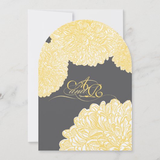 Floral Chrysanthemum Grijs en Geel Kaart (Achterkant)