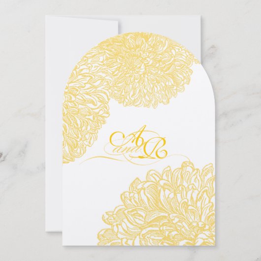  Floral Chrysanthemum Grijs en Geel Kaart (Achterkant)