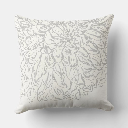 Floral Chrysanthemum Grijs en Geel Kussen (Achterkant)