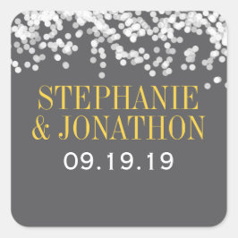  Floral Chrysanthemum Grijs en Geel Vierkante Sticker