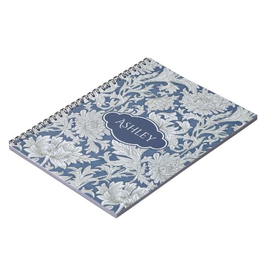  Floral Chrysanthemum Pattern met Monogram Notitieboek (Linkerzijde)