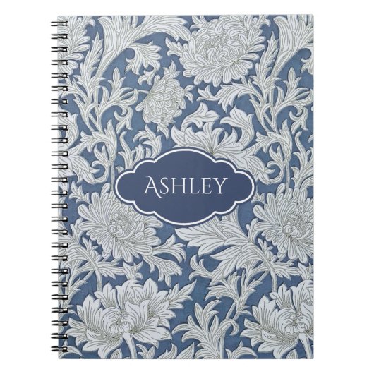  Floral Chrysanthemum Pattern met Monogram Notitieboek (Voorkant)