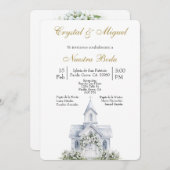 Floral Church Spanish wedding   Kaart (Voorkant / Achterkant)