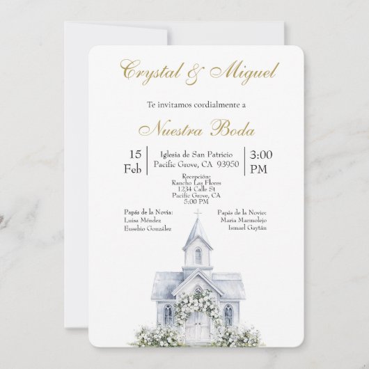 Floral Church Spanish wedding   Kaart (Voorkant)