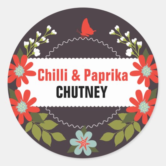 Floral Chutney Labels - 3 inch of 1,5 inch (Voorkant)
