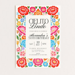 Floral Cielito Lindo Digital Birthday Party Mexica Kaart