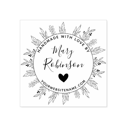 Floral Circle aangepaste naam handgemaakt met lief Rubberstempel (Afrduk)