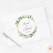 Floral Circle Green Gold Ronde Sticker (Envelop)