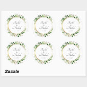 Floral Circle Green Gold Ronde Sticker (Vel)