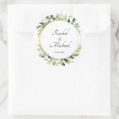 Floral Circle Green Gold Ronde Sticker (Tas)