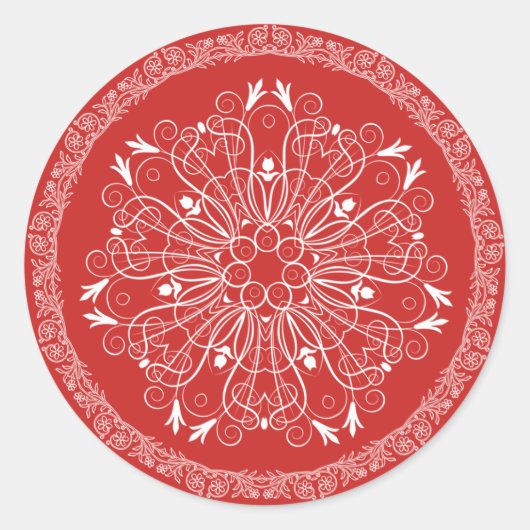 Floral Circle Kerst sticker Seal (Voorkant)