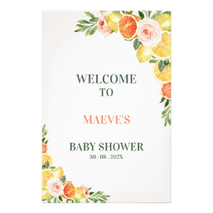 Floral Cirus Main Squeeze Baby shower Welkomstbord Foto Afdruk