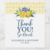 Floral citroen bruiloft dank u wijn etiket (Enkel label)