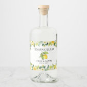 Floral Citroen Limoncello Bruiloft Fles Label Likeurfles Etiket (Voorkant)