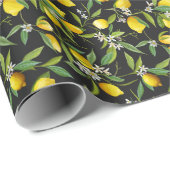 Floral citroen vruchten  patroon cadeaupapier (Rol Hoek)