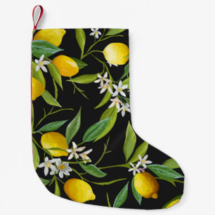 Floral citroen vruchten patroon kleine kerstsok