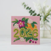 Floral Citrus 2026 New Year Feestdagenkaart (Staand voorkant)