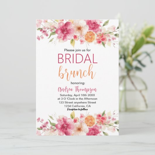Floral Citrus Bruids Brunch Lemon vrijgezellenfees Kaart (Staand voorkant)
