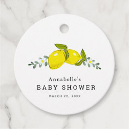 Floral Citrus Citrus Wit Baby shower Bedankjes Labels