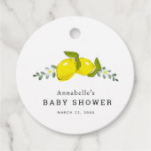 Floral Citrus Citrus Wit Baby shower Bedankjes Labels (Voorkant)