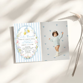 Floral Citrus Lemon Birthday Invitations Informatiekaartje