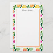 Floral Citrus Sinaasappel Lemon Limoen Grapefruit Briefpapier (Voorkant / Achterkant)
