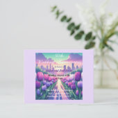 Floral Cityscape 50 Bruiloft Jubileum Uitnodiging (Staand voorkant)