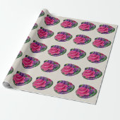 Floral Clamshell Motief Linnen Wrapping Paper Cadeaupapier (Uitgerold)