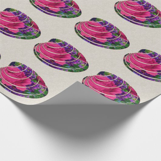 Floral Clamshell Motief Linnen Wrapping Paper Cadeaupapier (Hoek)
