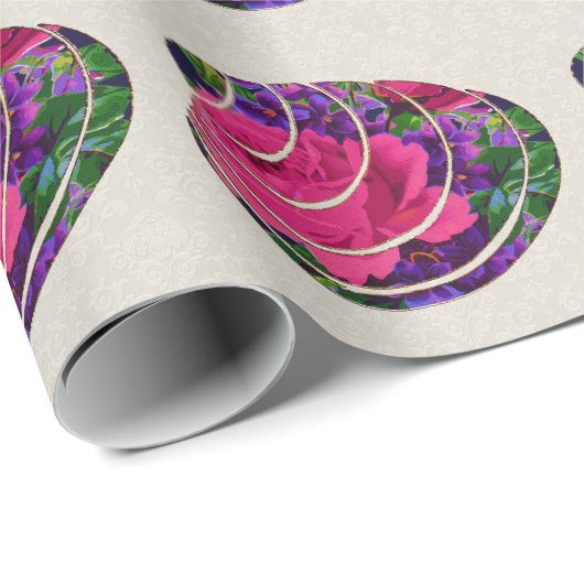 Floral Clamshell Motief Linnen Wrapping Paper Cadeaupapier (Rol Hoek)