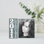 Floral Clarendon Steel 2011 Afstuderen uitnodiging (Staand voorkant)