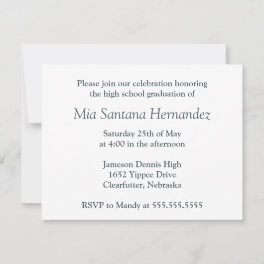 Floral Clarendon Steel 2011 Afstuderen uitnodiging (Achterkant)