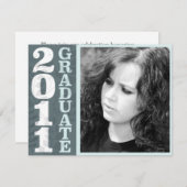 Floral Clarendon Steel 2011 Afstuderen uitnodiging (Voorkant / Achterkant)