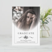 Floral Classic Chic Typography Photo Afstuderen in Kaart (Staand voorkant)