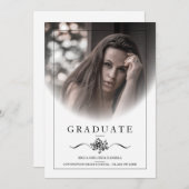 Floral Classic Chic Typography Photo Afstuderen in Kaart (Voorkant / Achterkant)