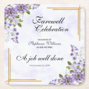 Floral Classic Elegant Vrouwen Afscheidsfeest Kartonnen Onderzetters